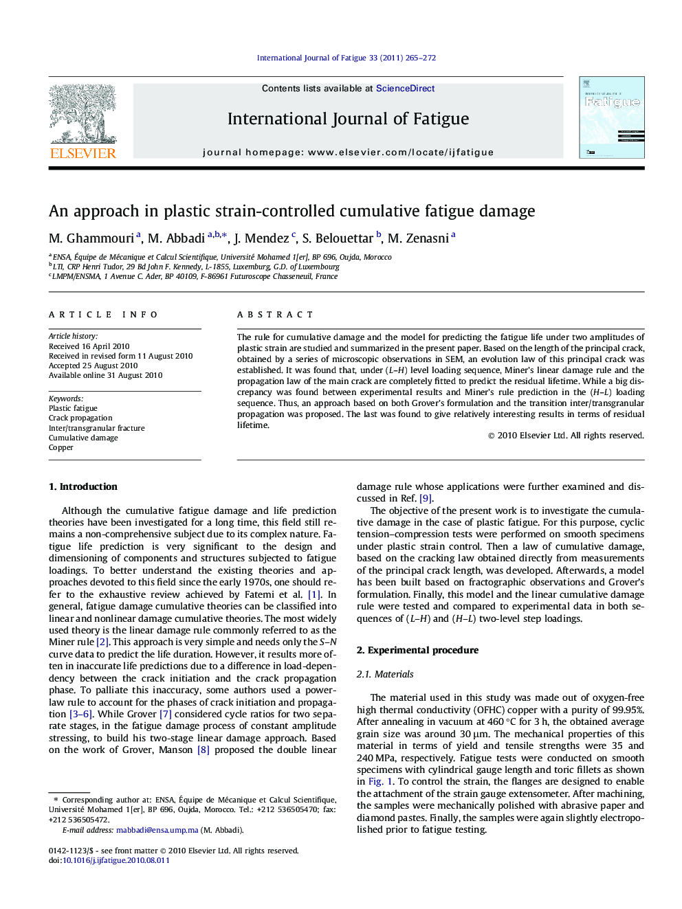 An approach in plastic strain-controlled cumulative fatigue damage