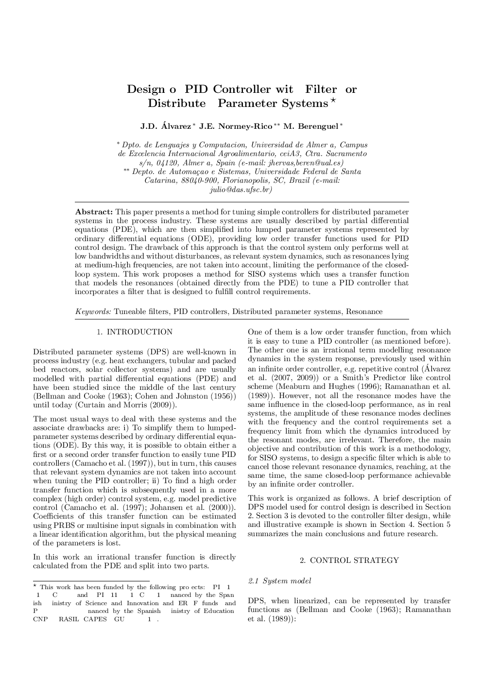 Design of PID Controller with Filter for Distributed Parameter Systems 