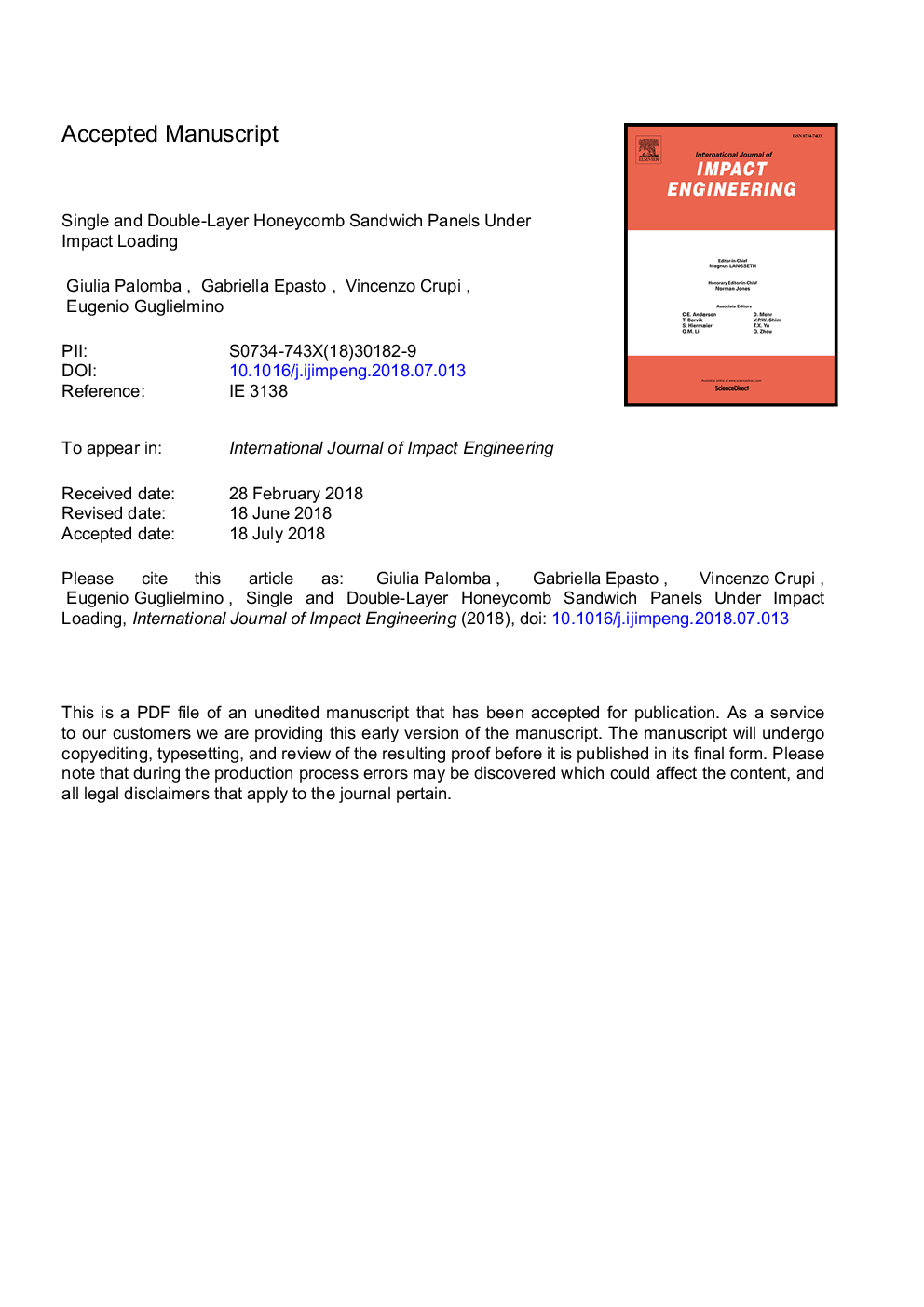 Single and double-layer honeycomb sandwich panels under impact loading