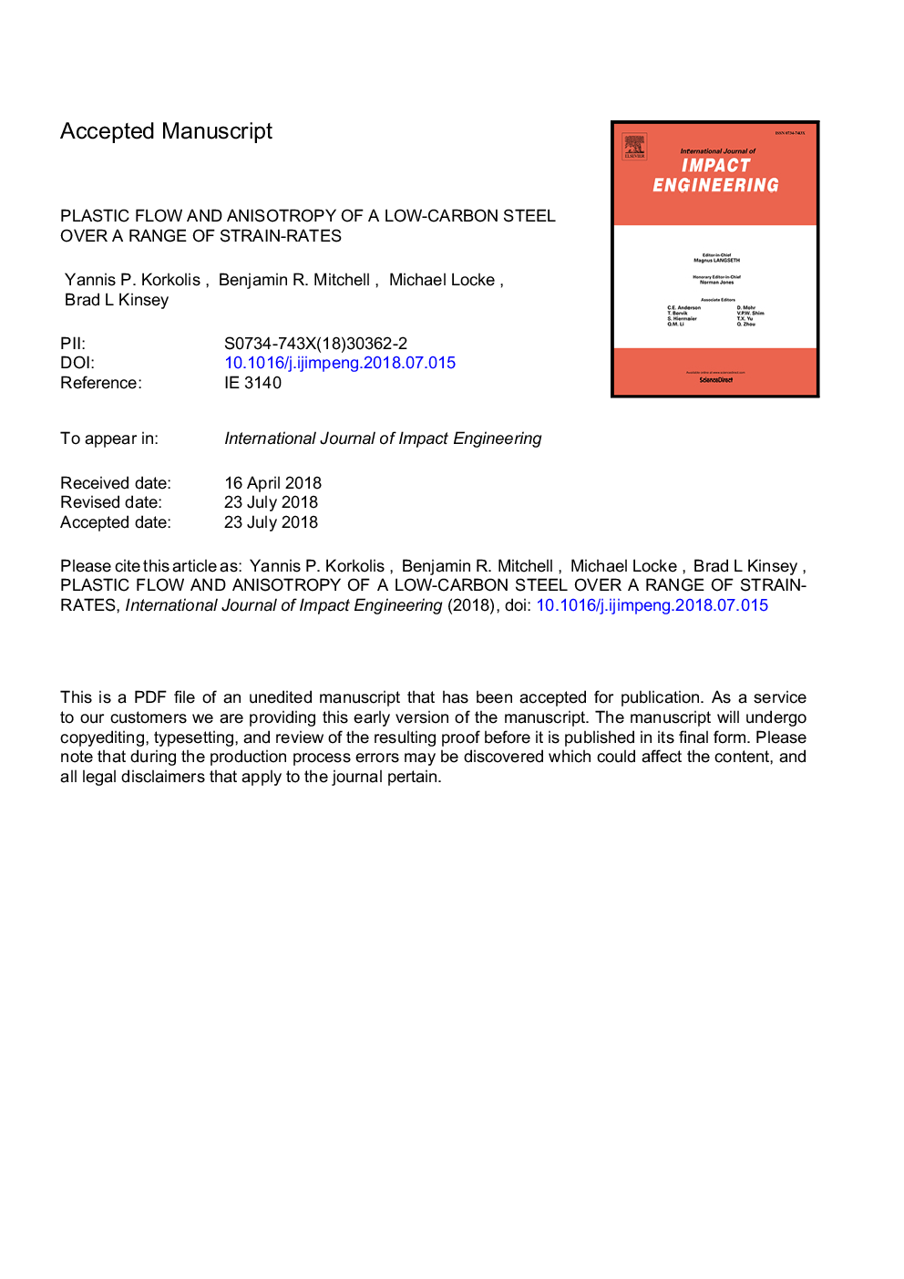 Plastic flow and anisotropy of a low-carbon steel over a range of strain-rates