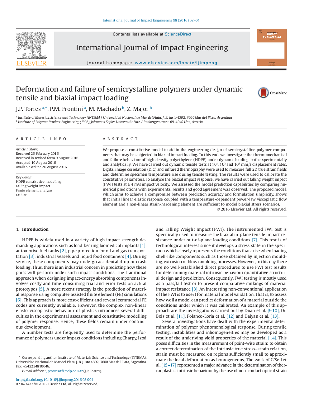 Deformation and failure of semicrystalline polymers under dynamic tensile and biaxial impact loading