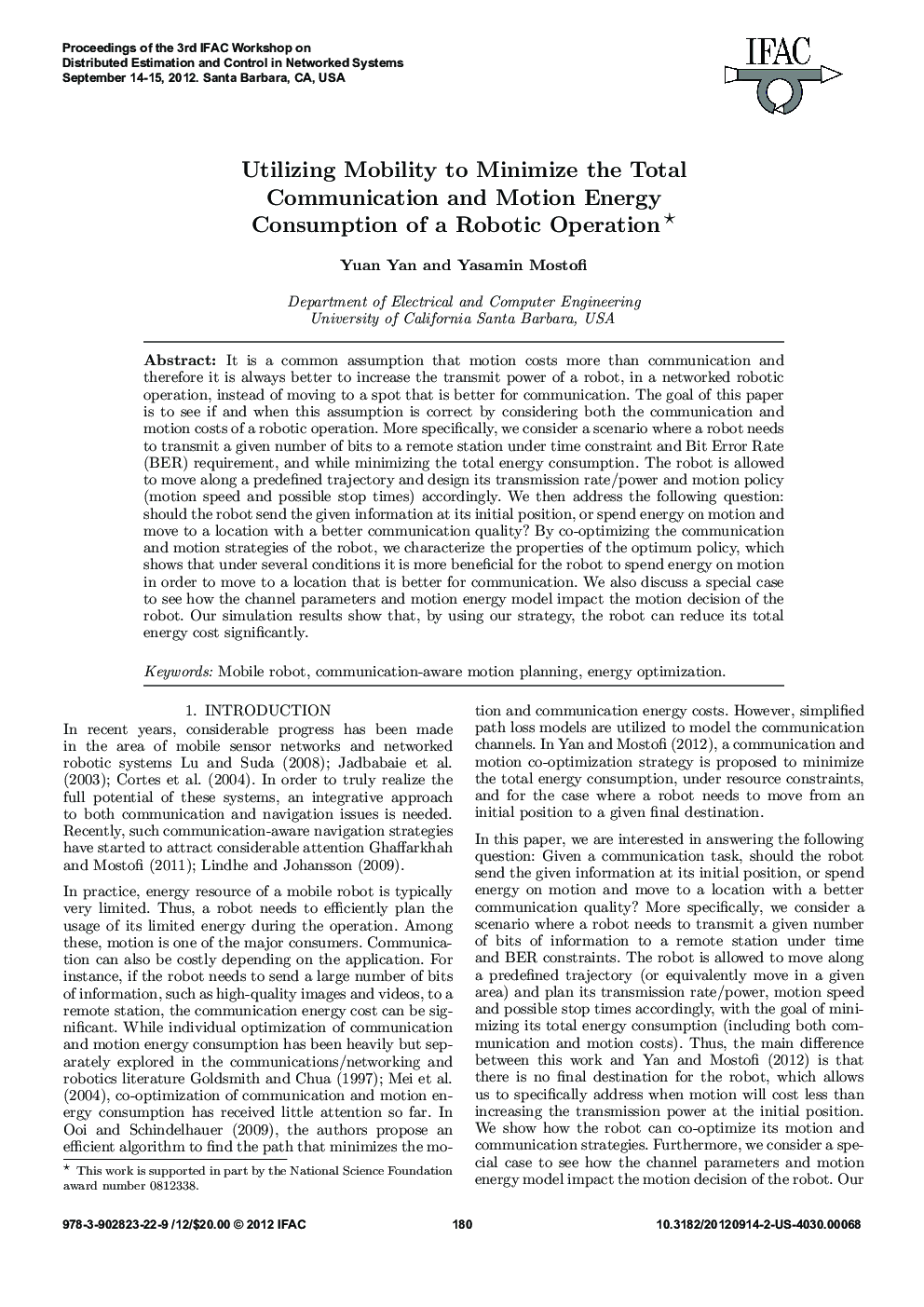 Utilizing Mobility to Minimize the Total Communication and Motion Energy Consumption of a Robotic Operation*