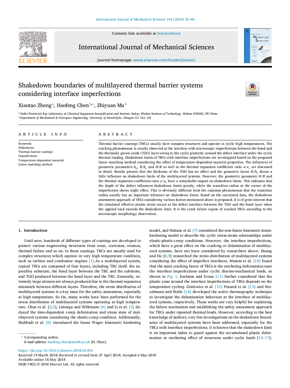 Shakedown boundaries of multilayered thermal barrier systems considering interface imperfections