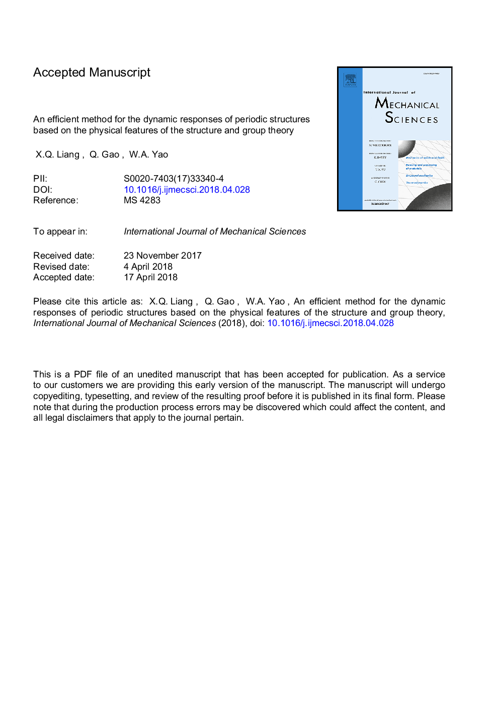 An efficient method for the dynamic responses of periodic structures based on the physical features of the structure and group theory