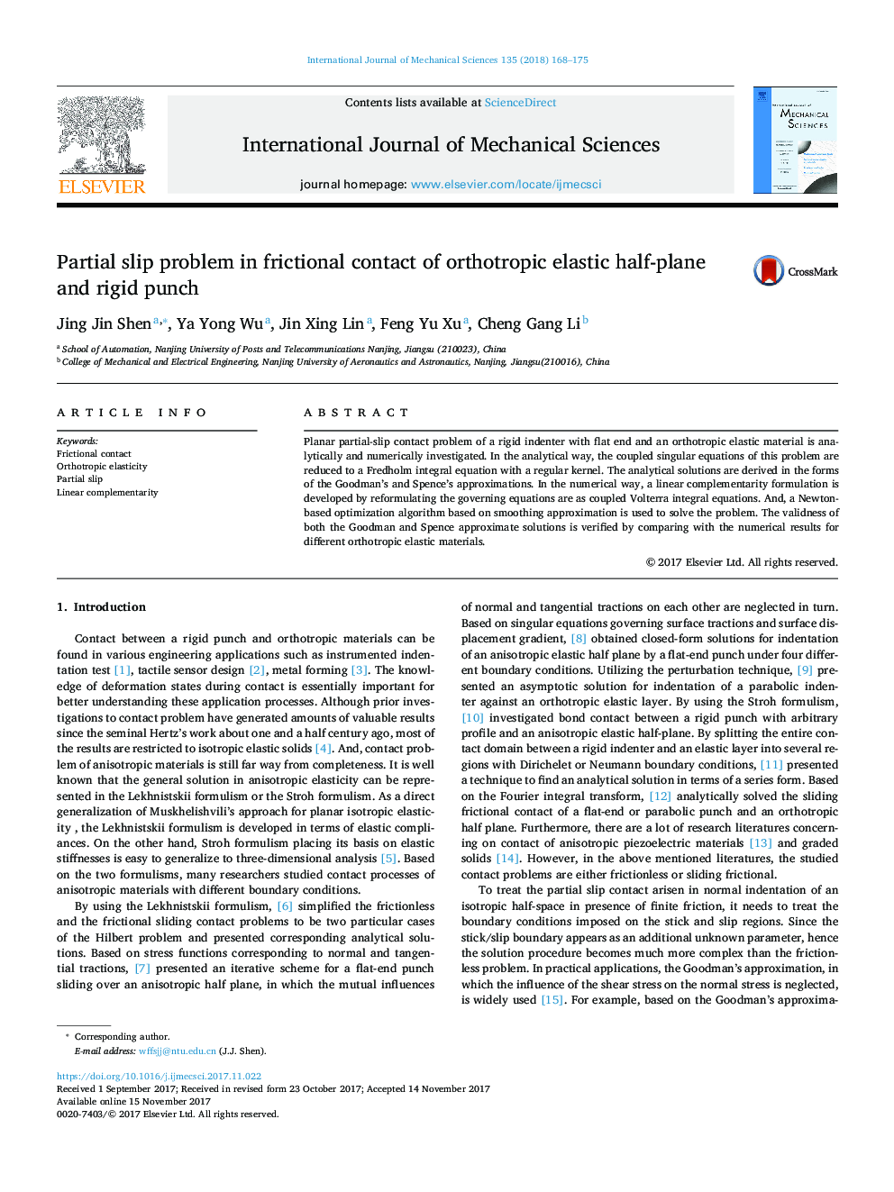 Partial slip problem in frictional contact of orthotropic elastic half-plane and rigid punch