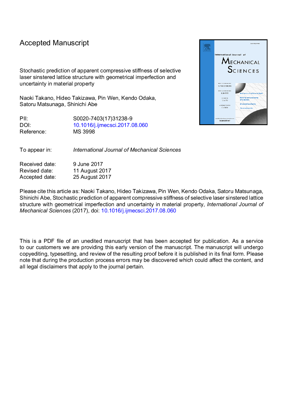 Stochastic prediction of apparent compressive stiffness of selective laser sintered lattice structure with geometrical imperfection and uncertainty in material property