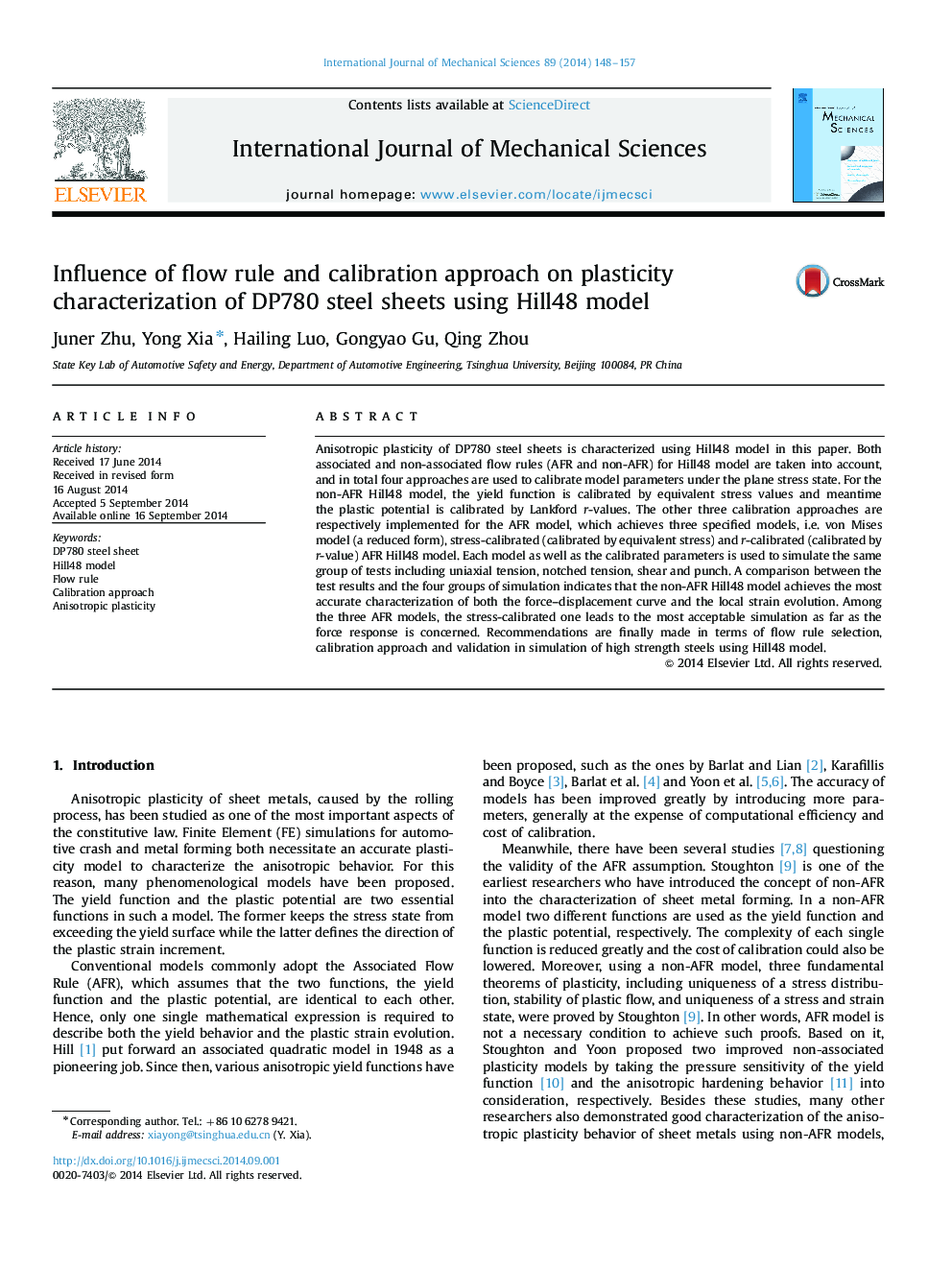 Influence of flow rule and calibration approach on plasticity characterization of DP780 steel sheets using Hill48 model