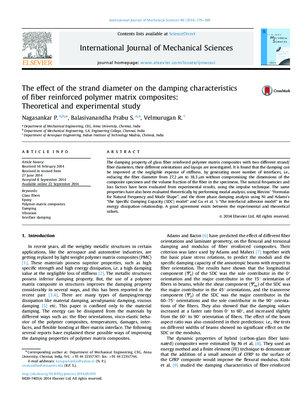 The effect of the strand diameter on the damping characteristics of fiber reinforced polymer matrix composites: Theoretical and experimental study