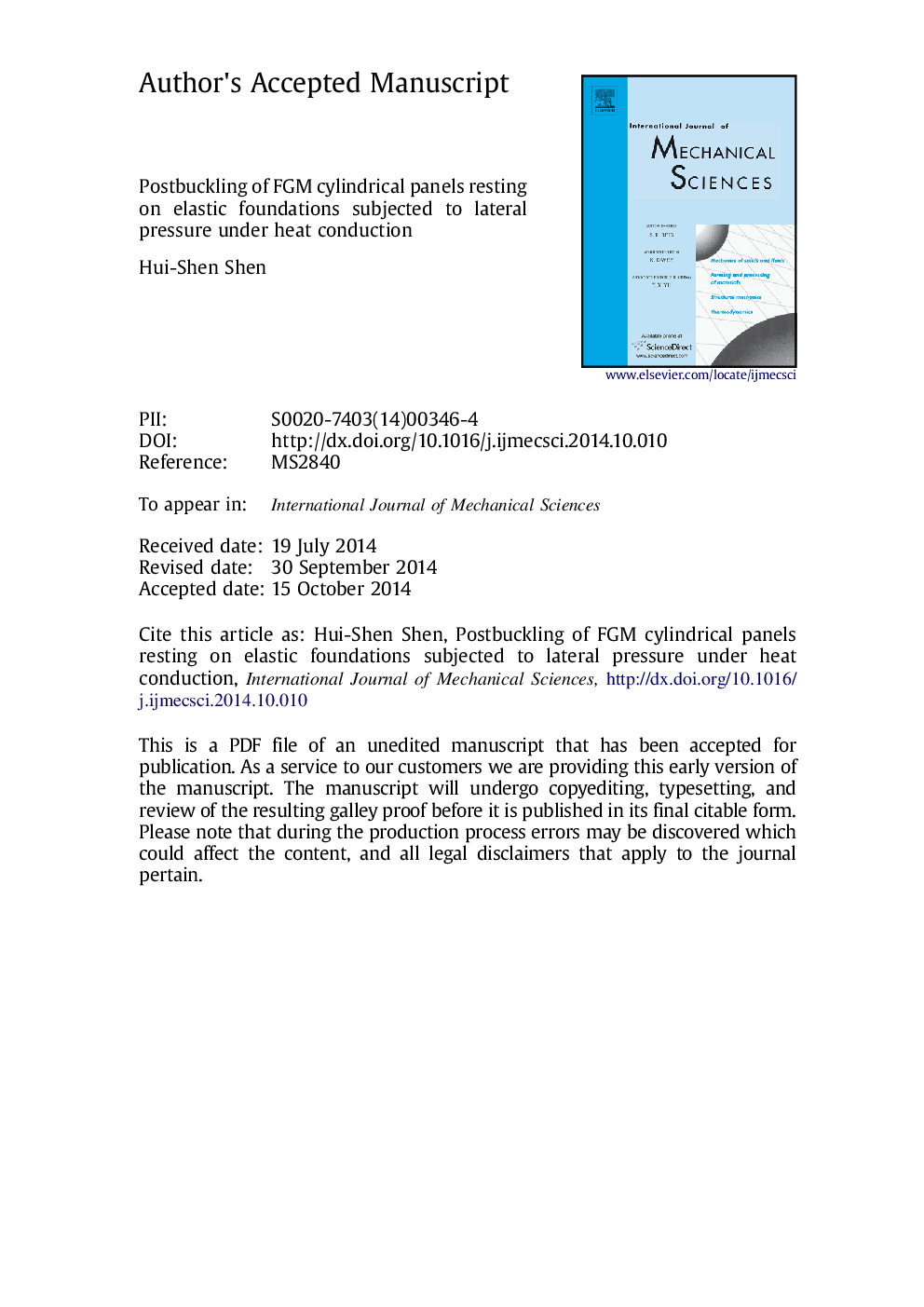 Postbuckling of FGM cylindrical panels resting on elastic foundations subjected to lateral pressure under heat conduction