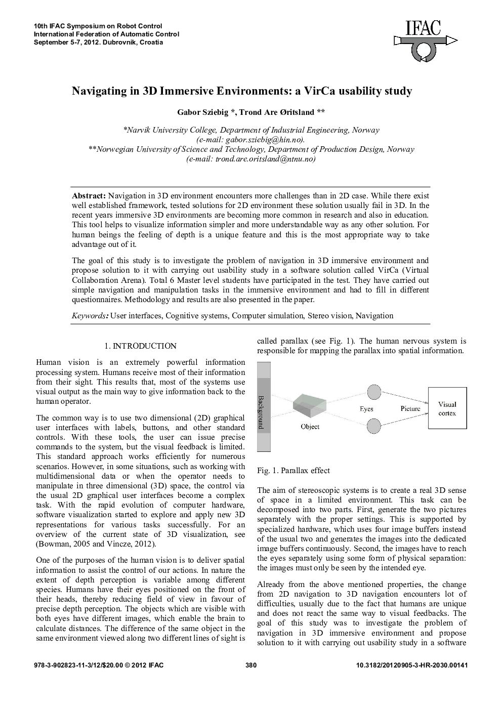 Navigating in 3D Immersive Environments: a VirCa usability study