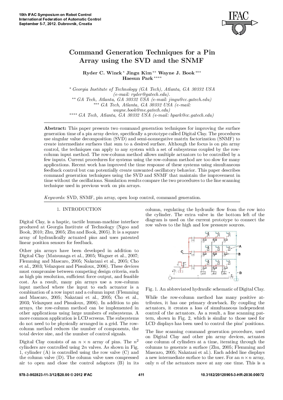 Command Generation Techniques for a Pin Array using the SVD and the SNMF