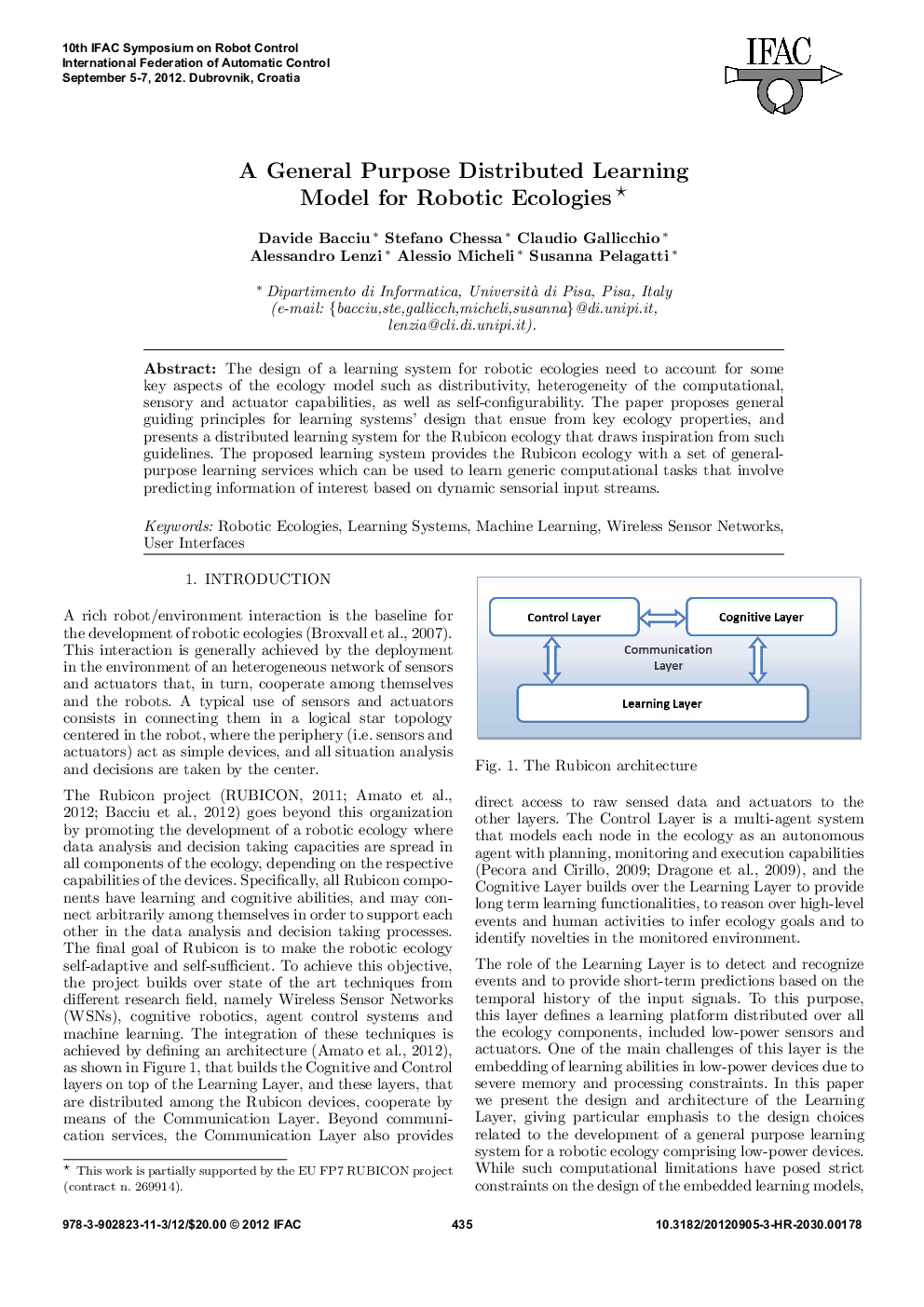 A General Purpose Distributed Learning Model for Robotic Ecologies 