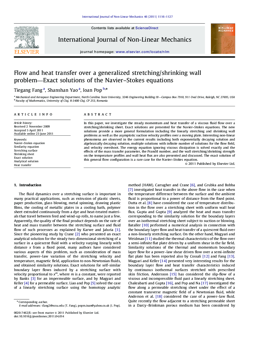 Flow and heat transfer over a generalized stretching/shrinking wall problem-Exact solutions of the Navier-Stokes equations