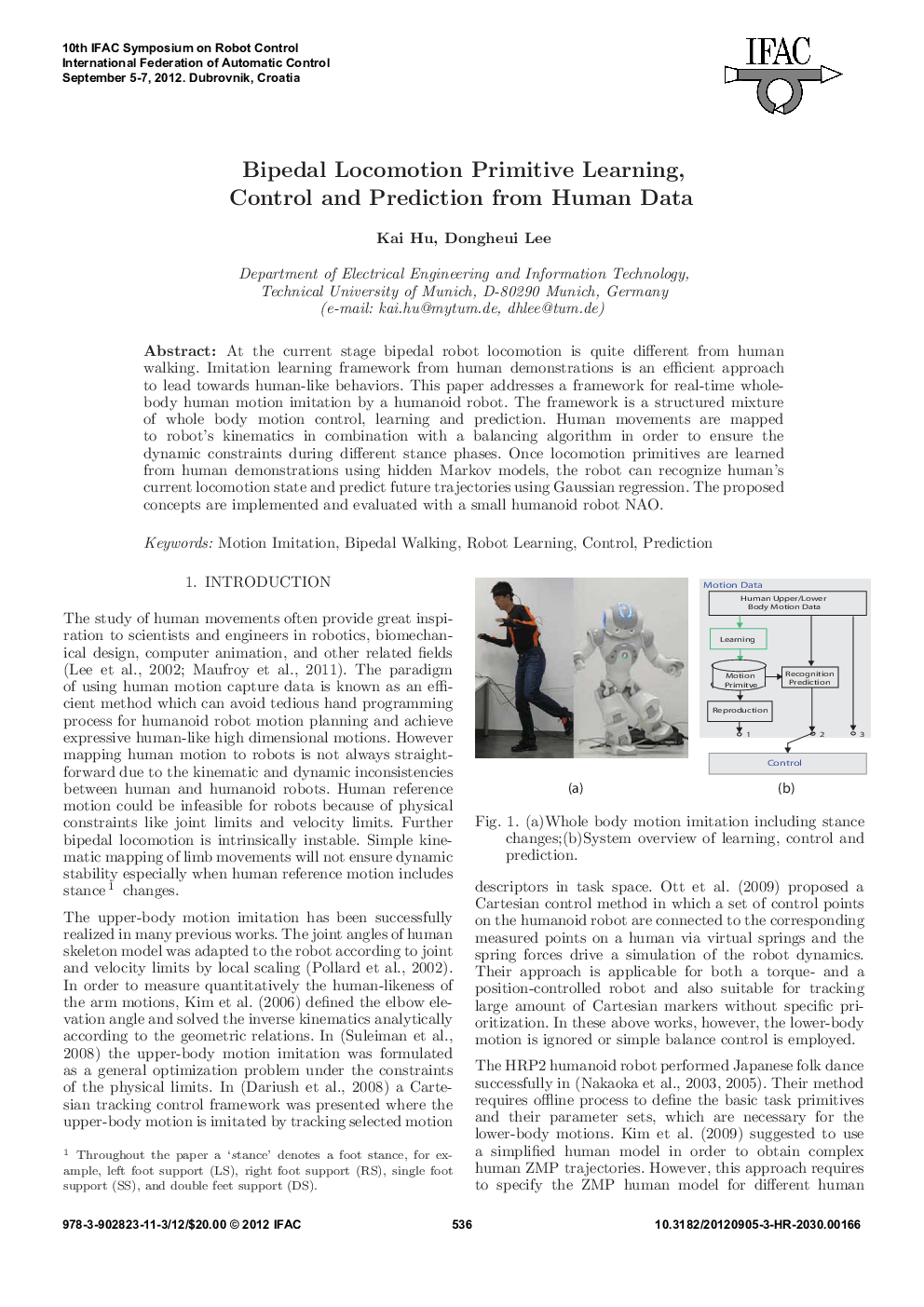 Bipedal Locomotion Primitive Learning, Control and Prediction from Human Data