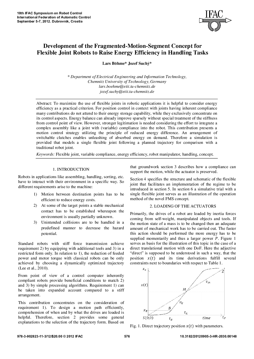 Development of the Fragmented-Motion-Segment Concept for Flexible Joint Robots to Raise Energy Efficiency in Handling Tasks