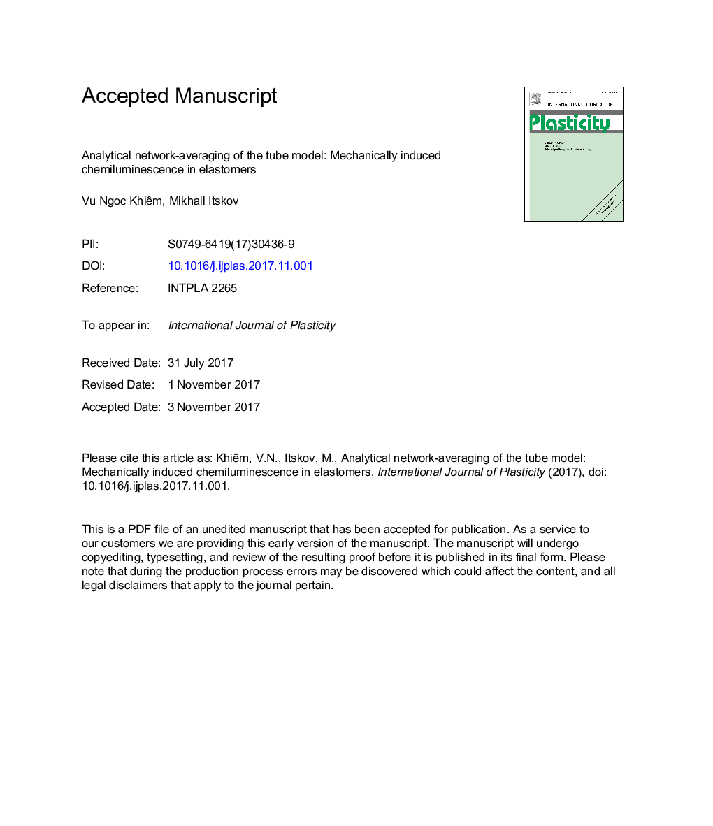 Analytical network-averaging of the tube model: Mechanically induced chemiluminescence in elastomers