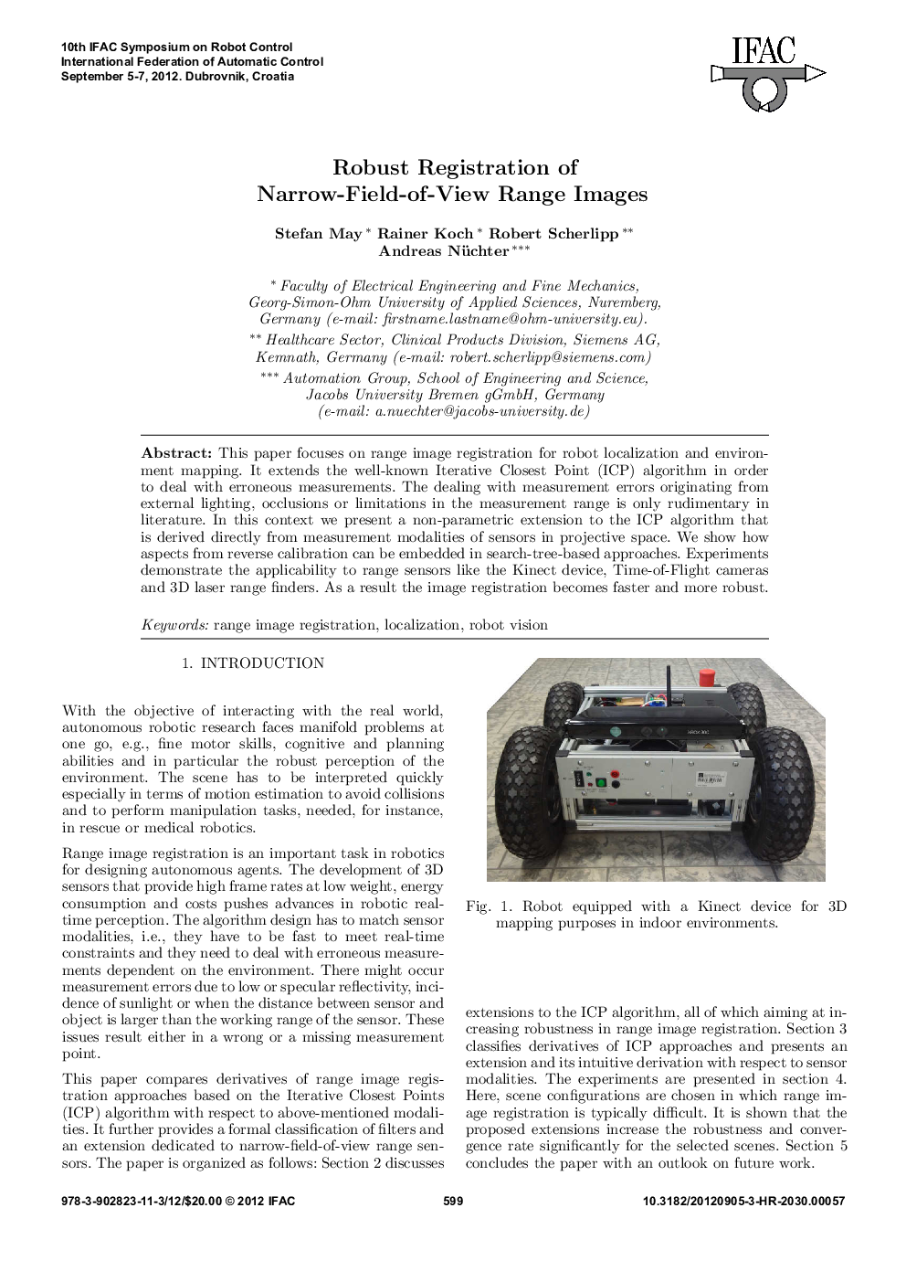 Robust Registration of Narrow-Field-of-View Range Images
