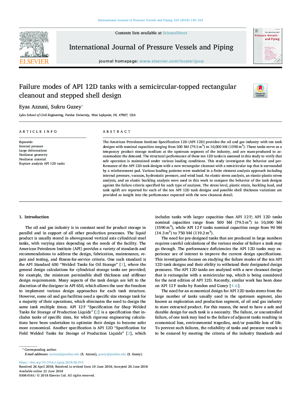 Failure modes of API 12D tanks with a semicircular-topped rectangular cleanout and stepped shell design