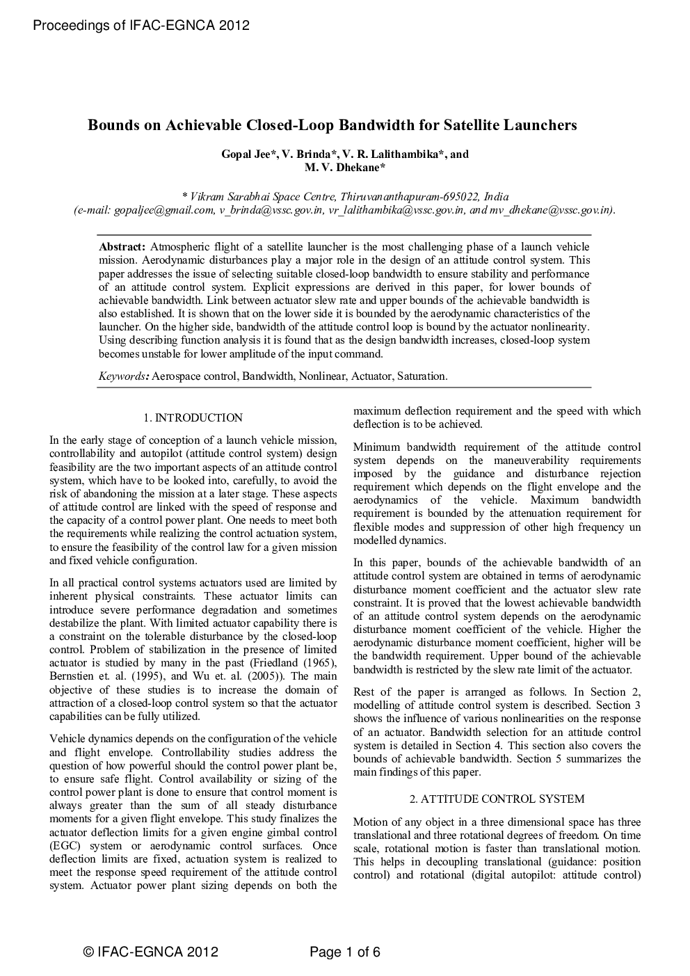 Bounds on Achievable Closed-Loop Bandwidth for Satellite Launchers
