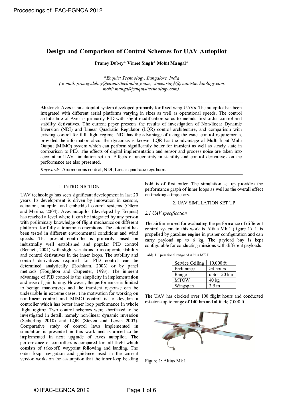 Design and Comparison of Control Schemes for UAV Autopilot