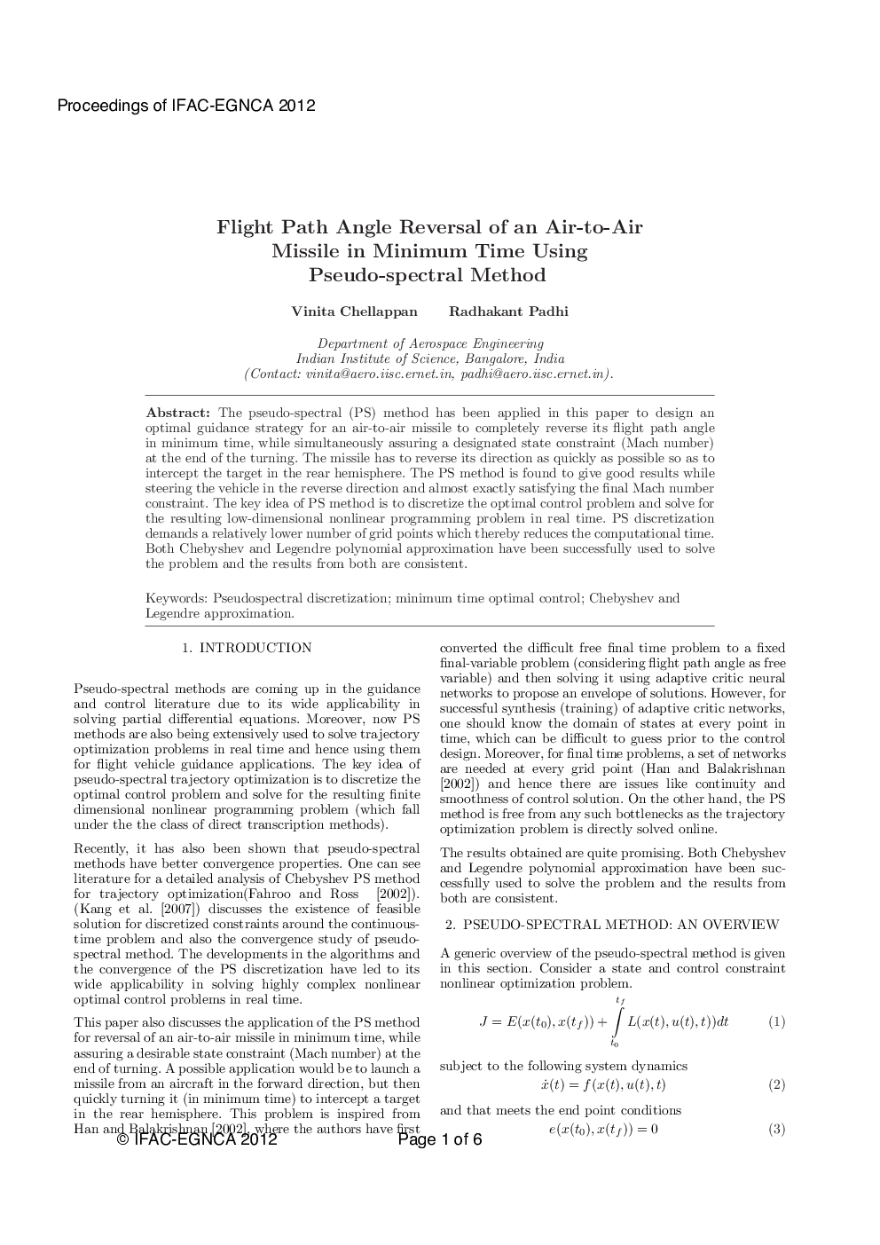 Flight Path Angle Reversal of an Air-to-Air Missile in Minimum Time Using Pseudo-spectral Method