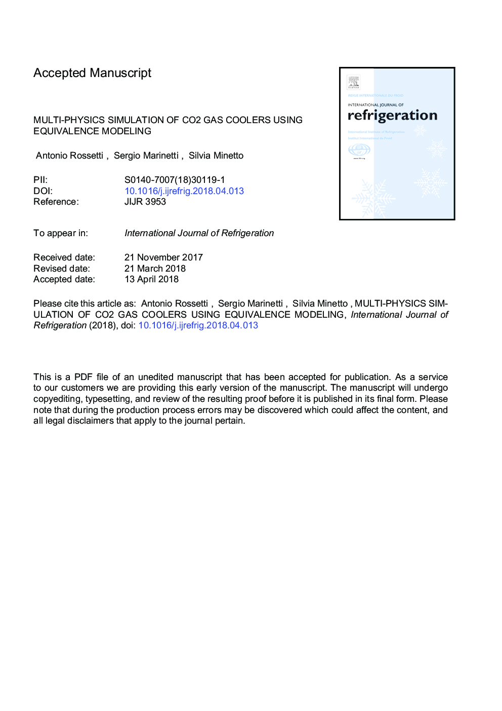 Multi-physics simulation of CO2 gas coolers using equivalence modelling