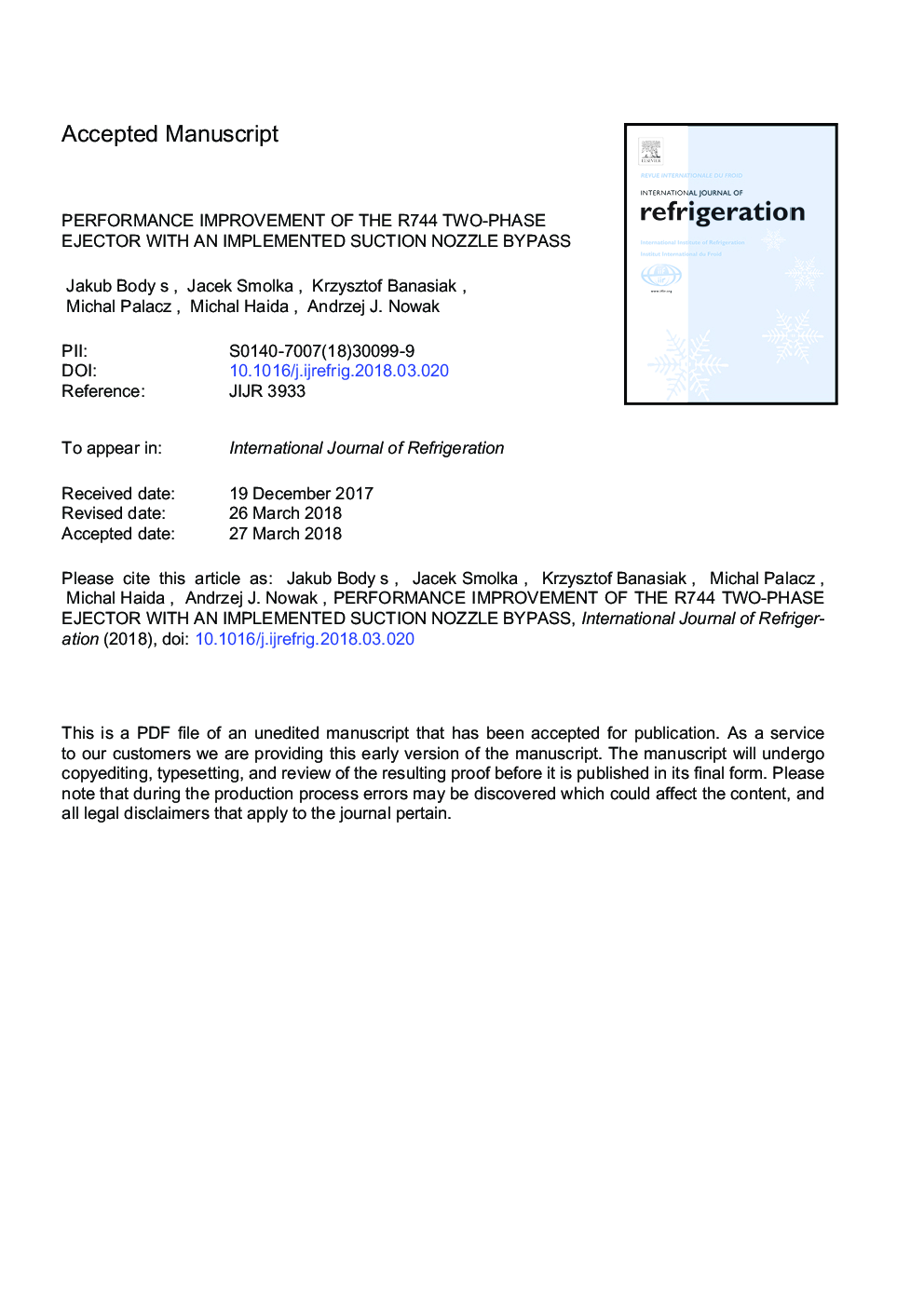 Performance improvement of the R744 two-phase ejector with an implemented suction nozzle bypass