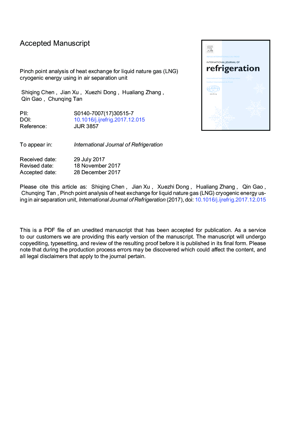 Pinch point analysis of heat exchange for liquid nature gas (LNG) cryogenic energy using in air separation unit