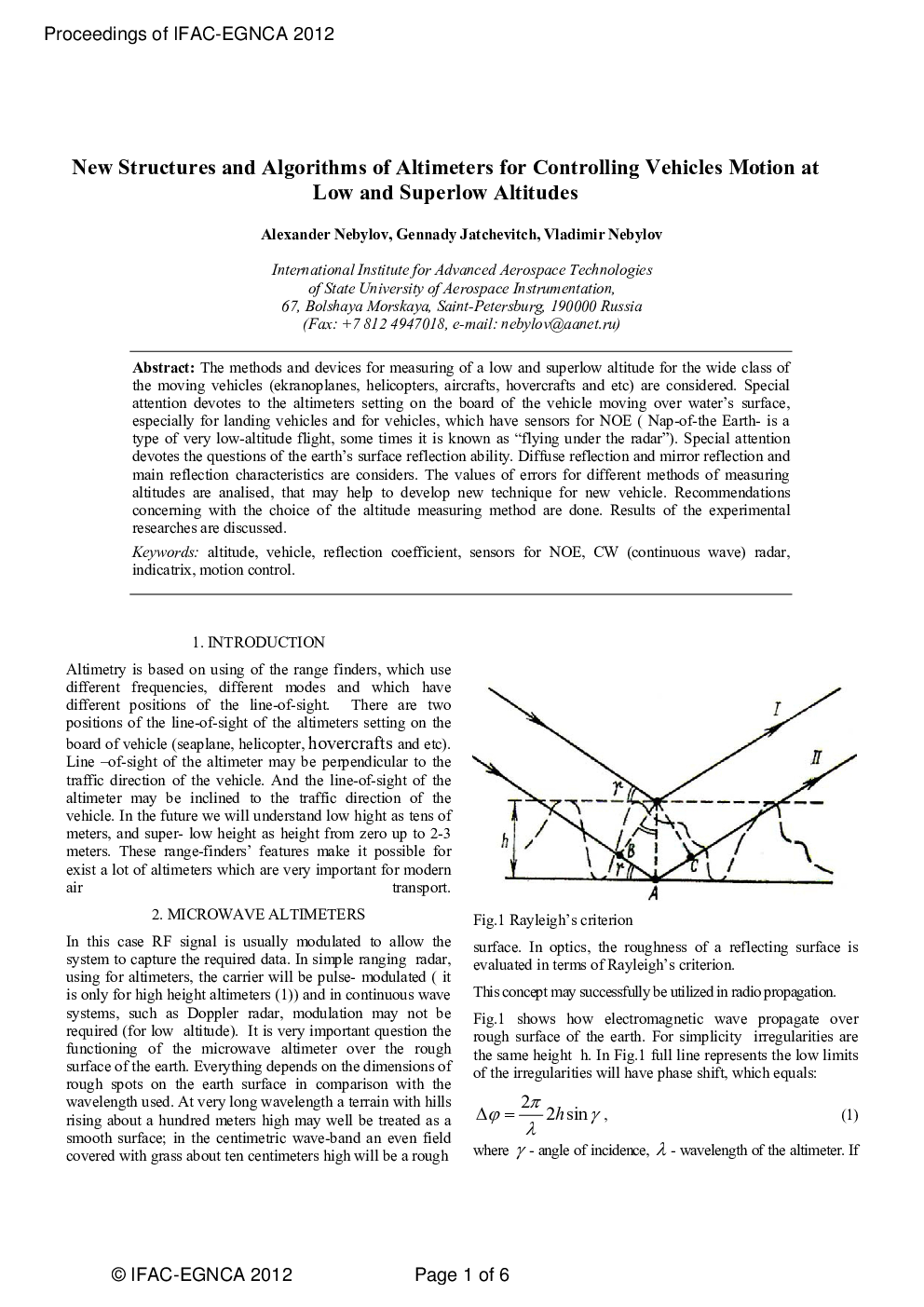 New Structures and Algorithms of Altimeters for Controlling Vehicles Motion at Low and Superlow Altitudes
