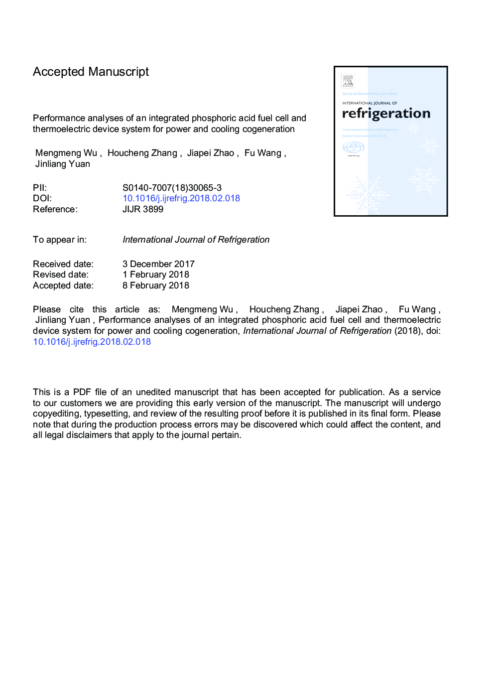 Performance analyzes of an integrated phosphoric acid fuel cell and thermoelectric device system for power and cooling cogeneration