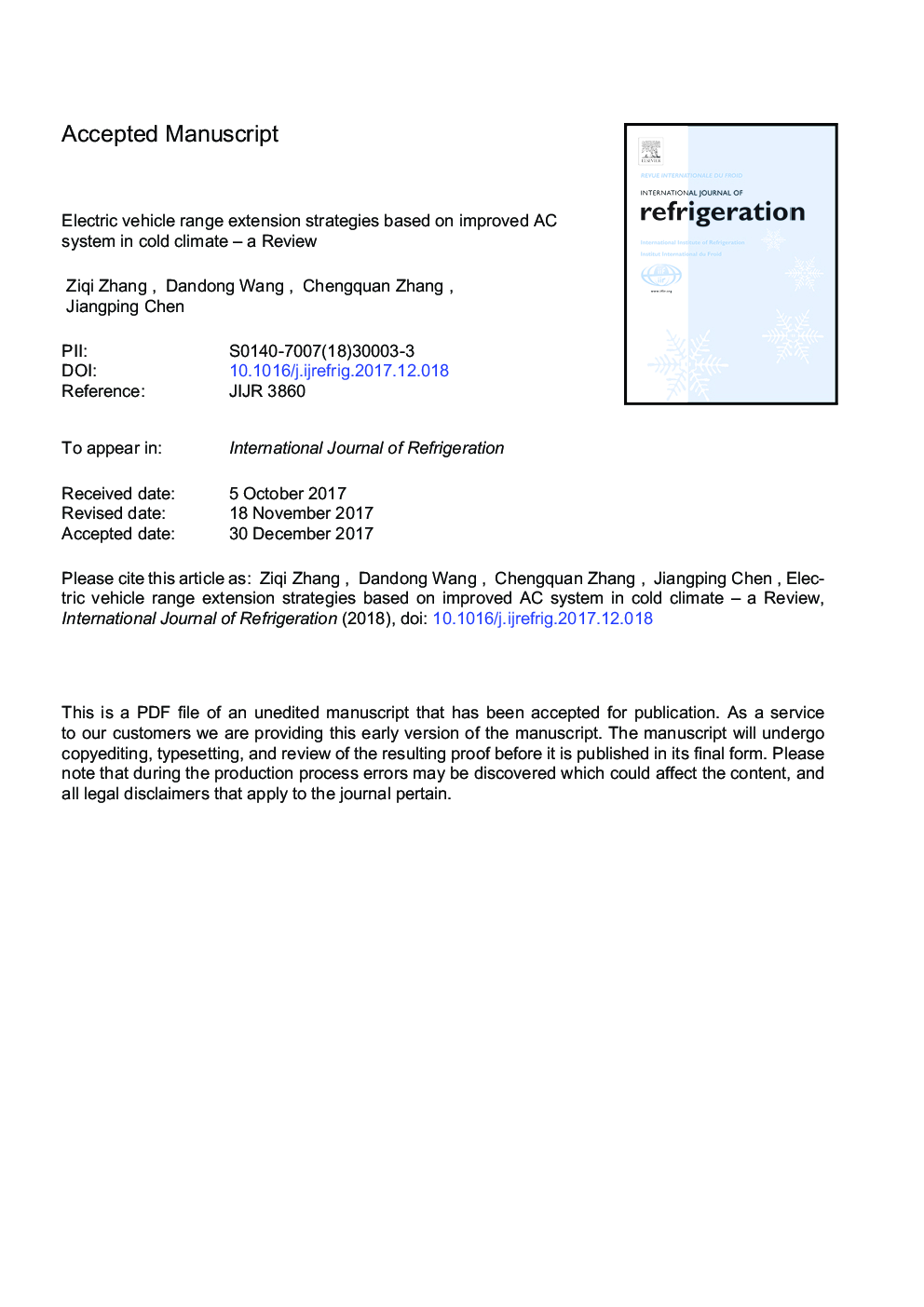 Electric vehicle range extension strategies based on improved AC system in cold climate - A review