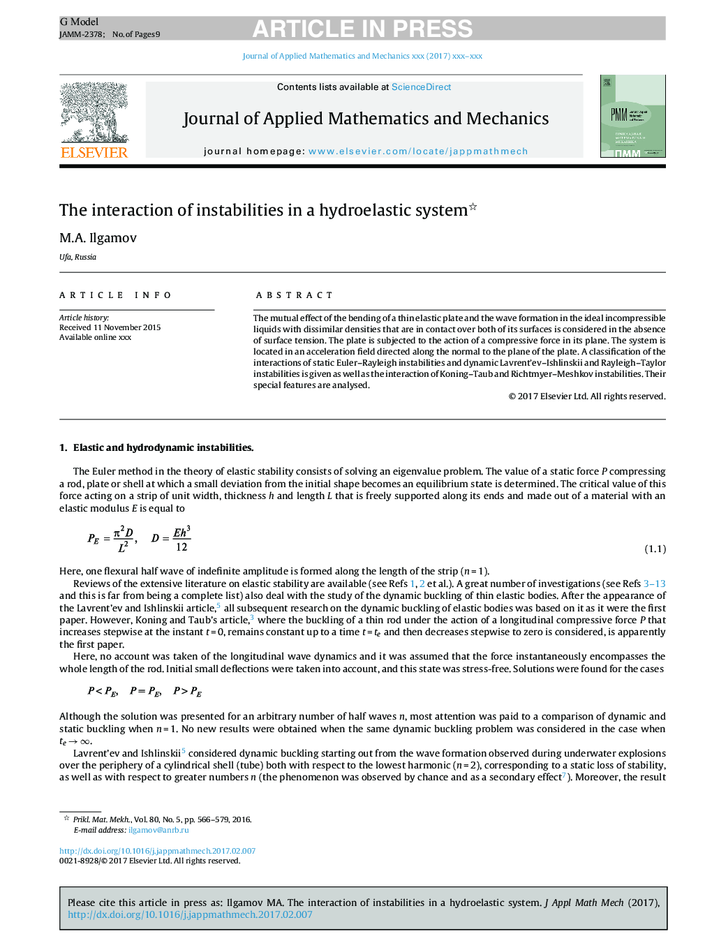 The interaction of instabilities in a hydroelastic system