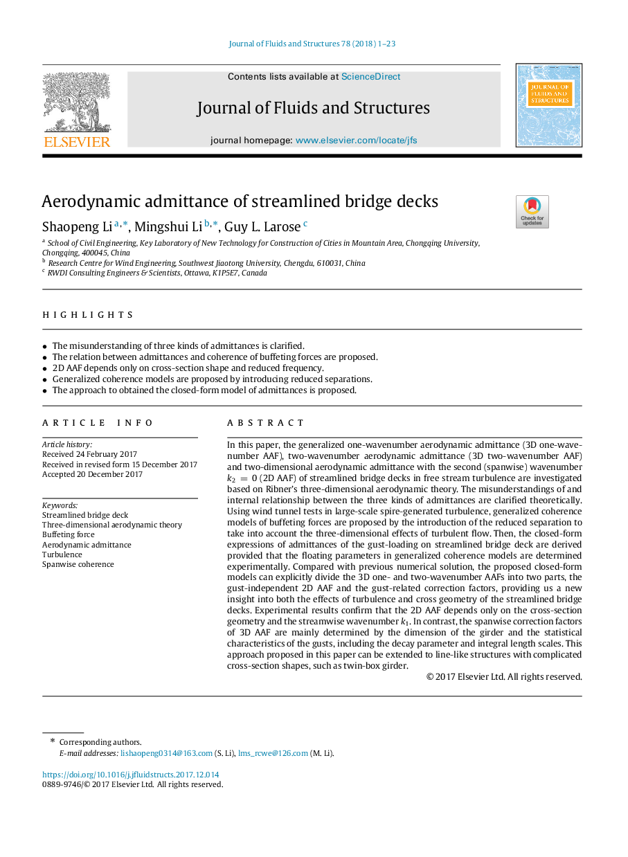 Aerodynamic admittance of streamlined bridge decks