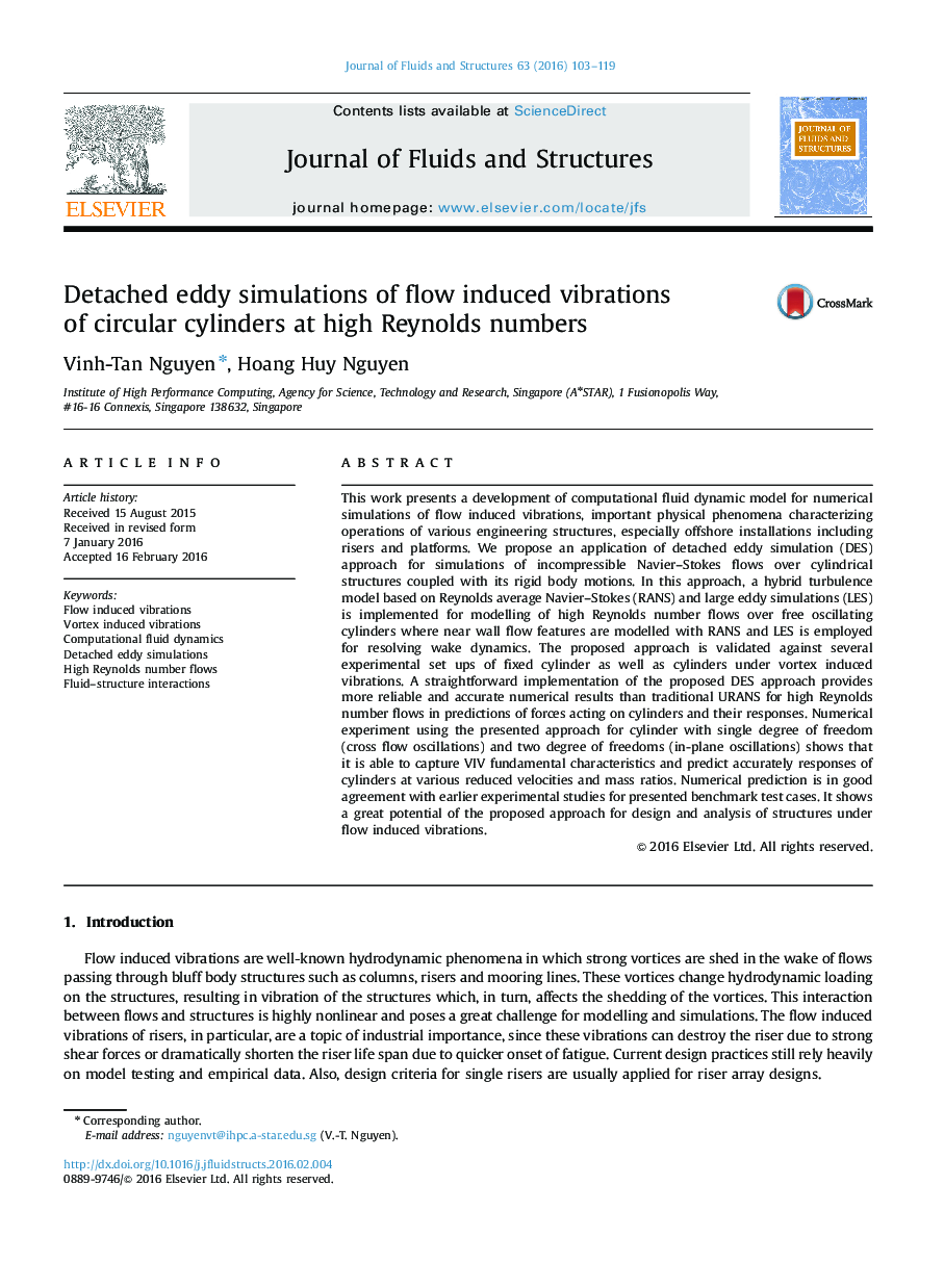 Detached eddy simulations of flow induced vibrations of circular cylinders at high Reynolds numbers