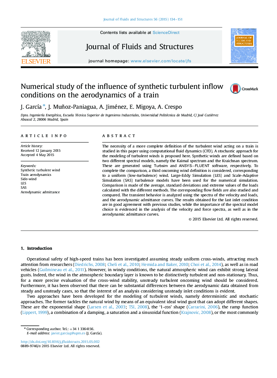 Numerical study of the influence of synthetic turbulent inflow conditions on the aerodynamics of a train