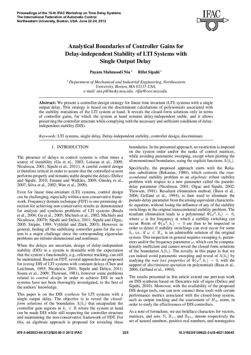 Analytical Boundaries of Controller Gains for Delay-independent Stability of LTI Systems with Single Output Delay