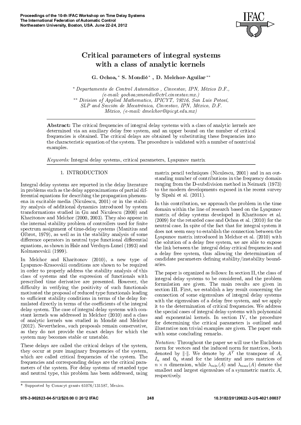 Critical parameters of integral systems with a class of analytic kernels*