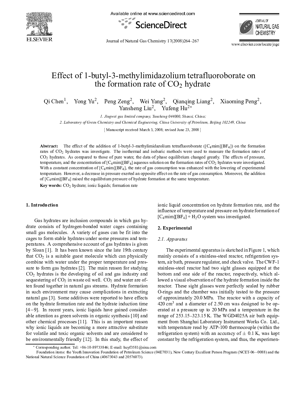 Effect of 1-butyl-3-methylimidazolium tetrafluoroborate on the formation rate of CO2 hydrate 