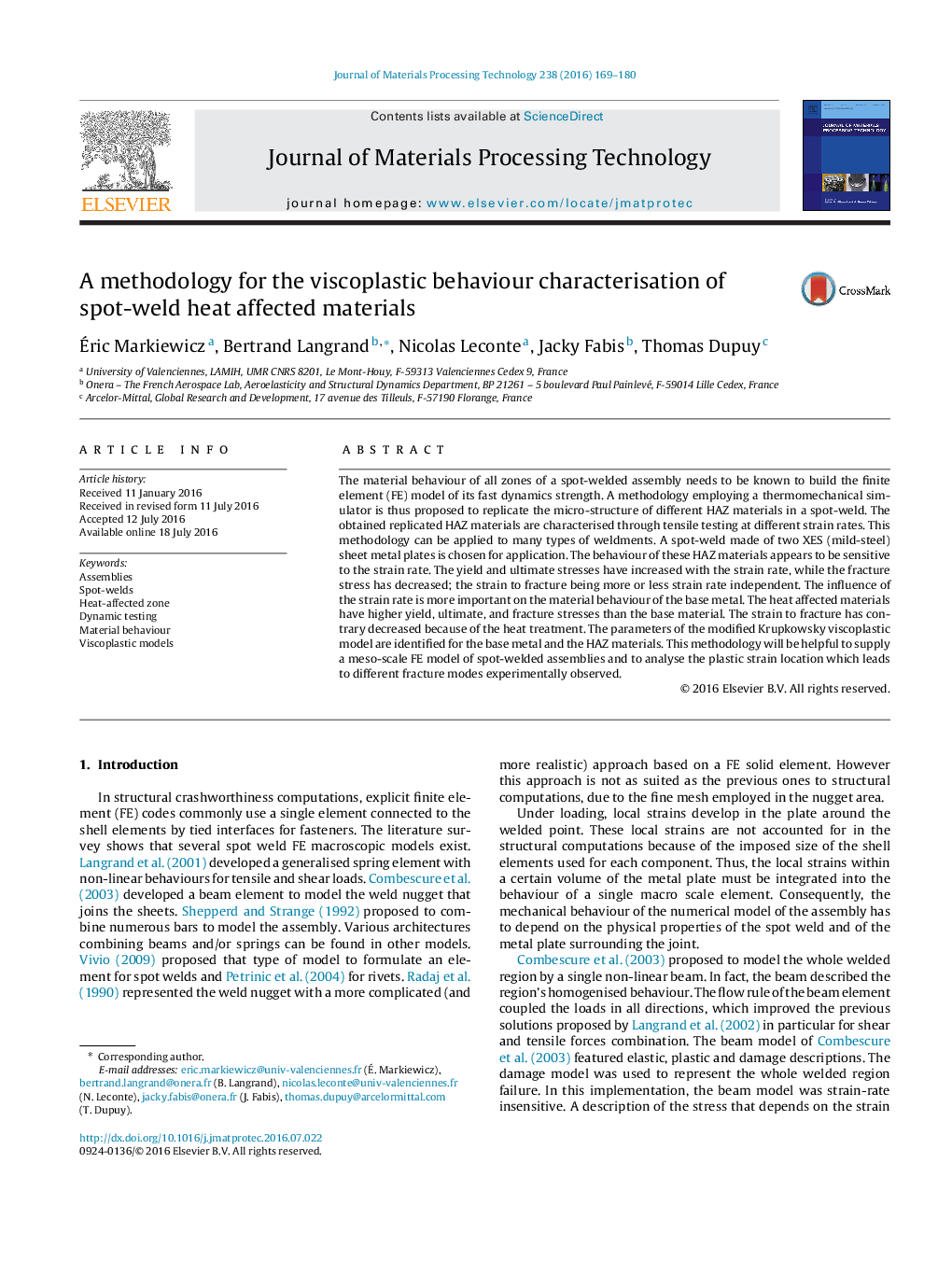 A methodology for the viscoplastic behaviour characterisation of spot-weld heat affected materials