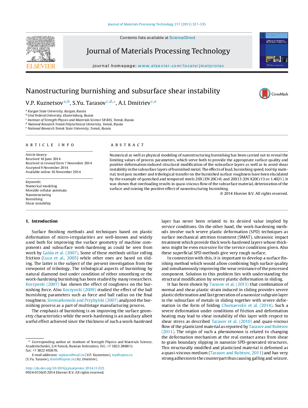 Nanostructuring burnishing and subsurface shear instability