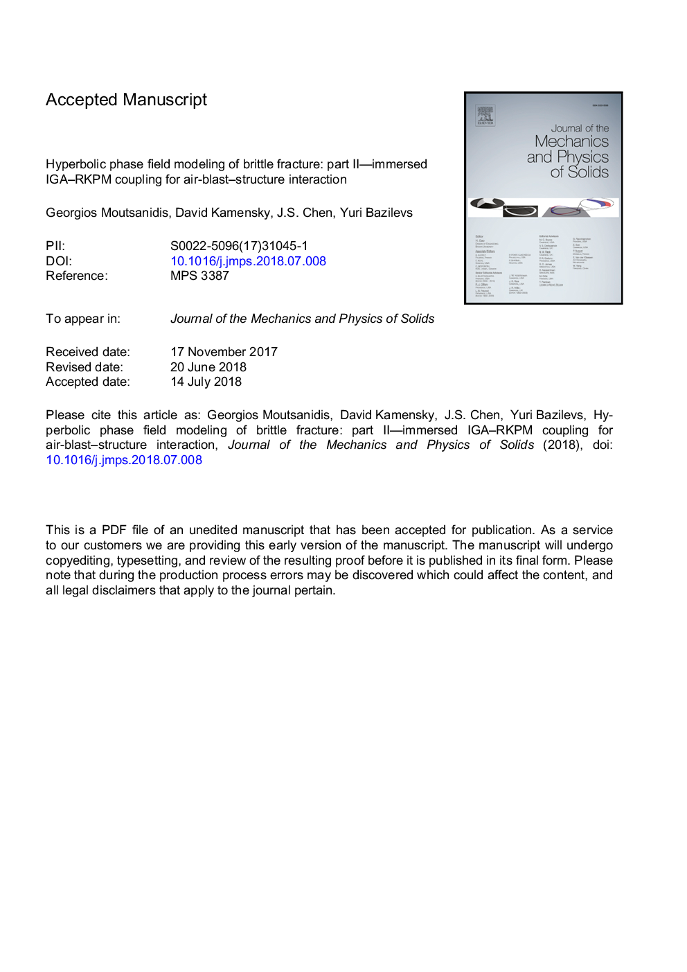 Hyperbolic phase field modeling of brittle fracture: PartÂ II-immersed IGA-RKPM coupling for air-blast-structure interaction