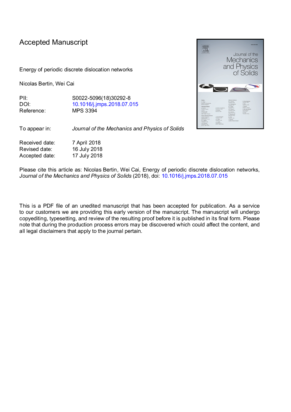 Energy of periodic discrete dislocation networks