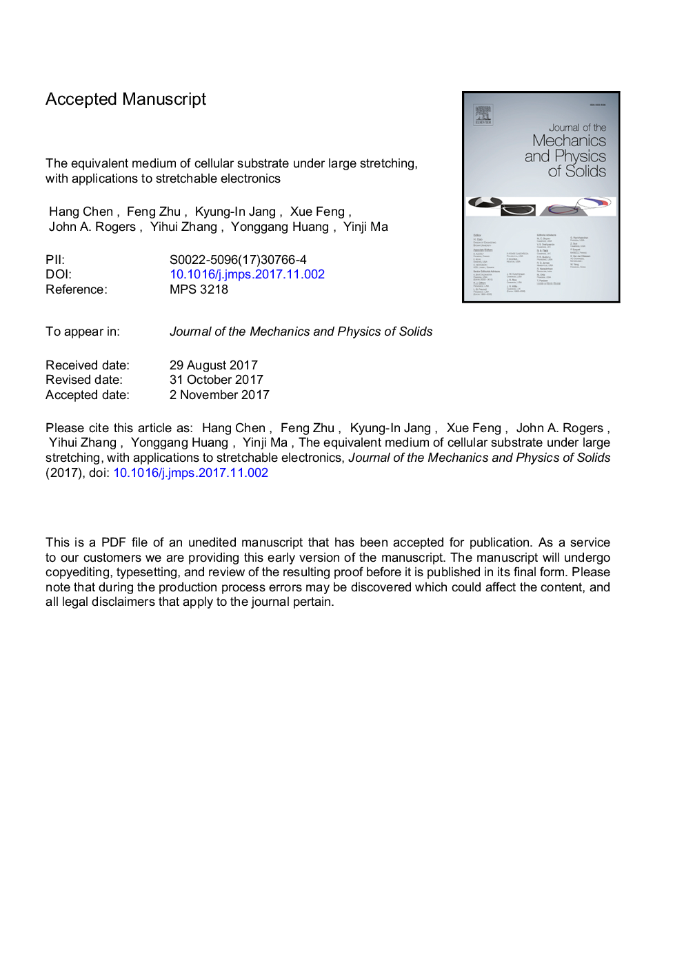 The equivalent medium of cellular substrate under large stretching, with applications to stretchable electronics