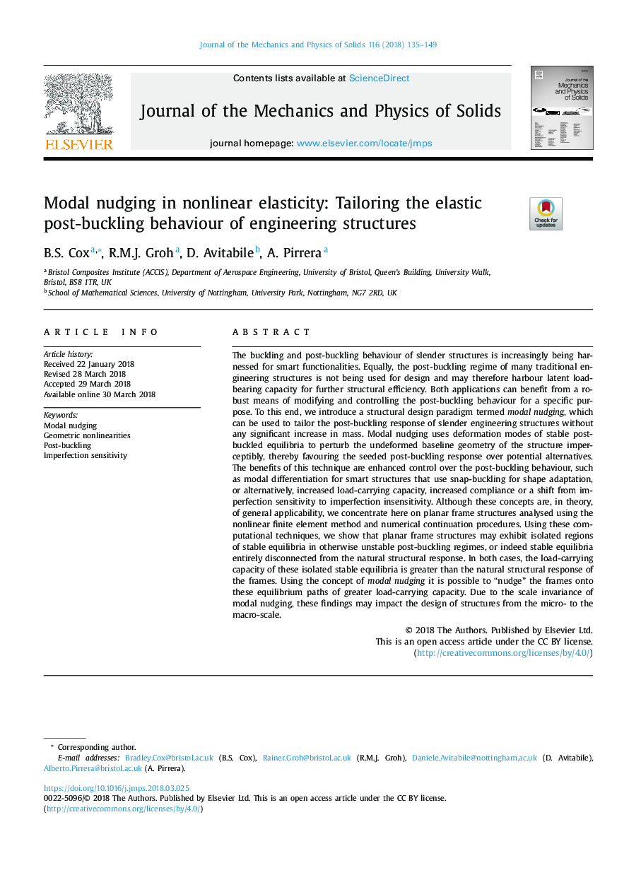 Modal nudging in nonlinear elasticity: Tailoring the elastic post-buckling behaviour of engineering structures