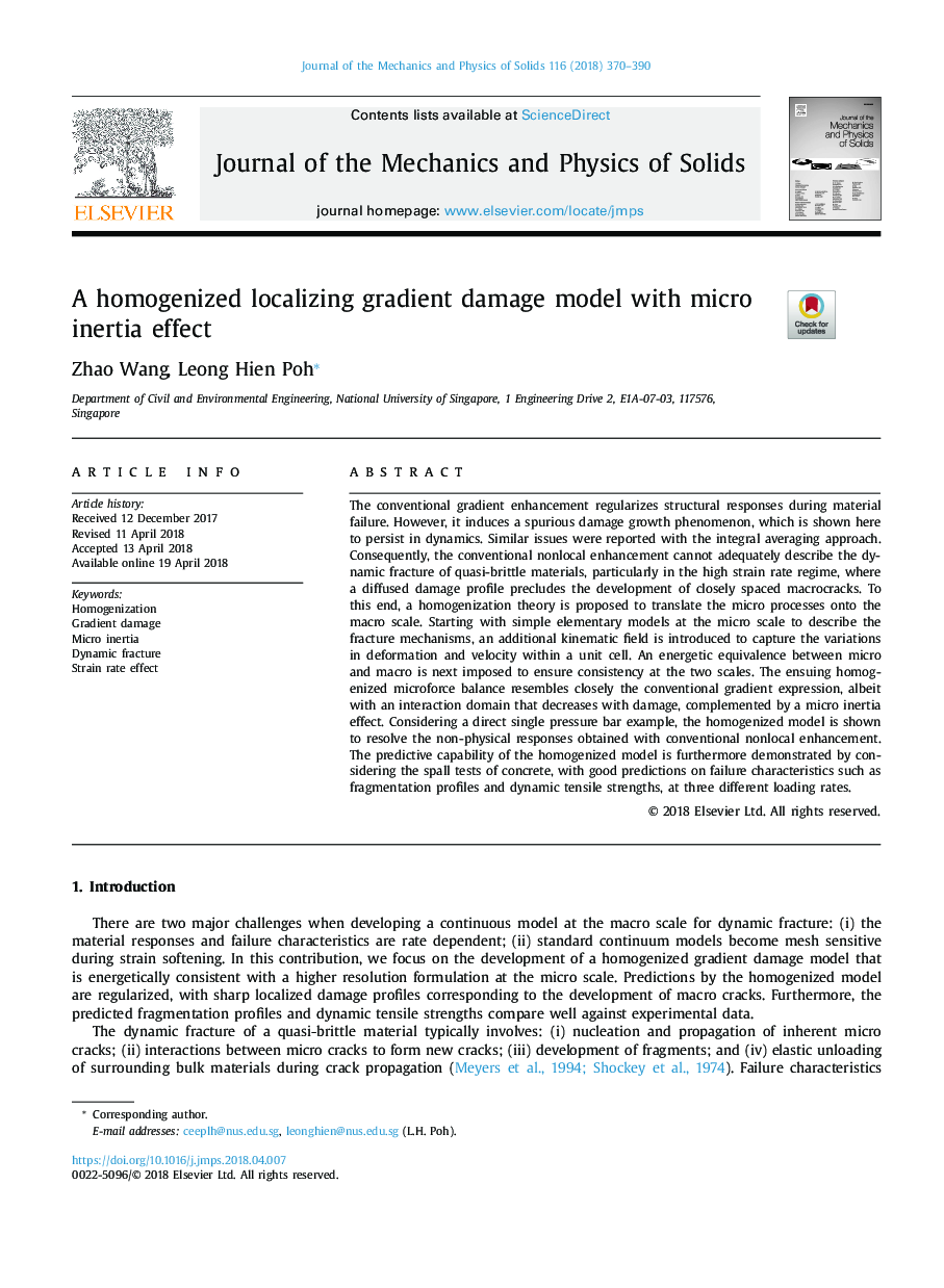 A homogenized localizing gradient damage model with micro inertia effect