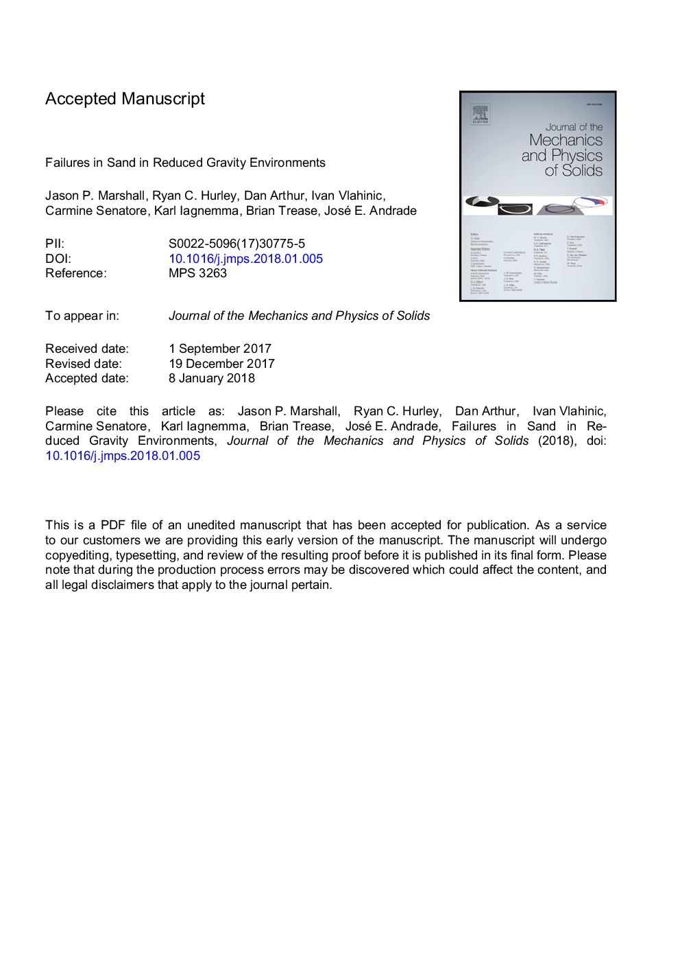 Failures in sand in reduced gravity environments