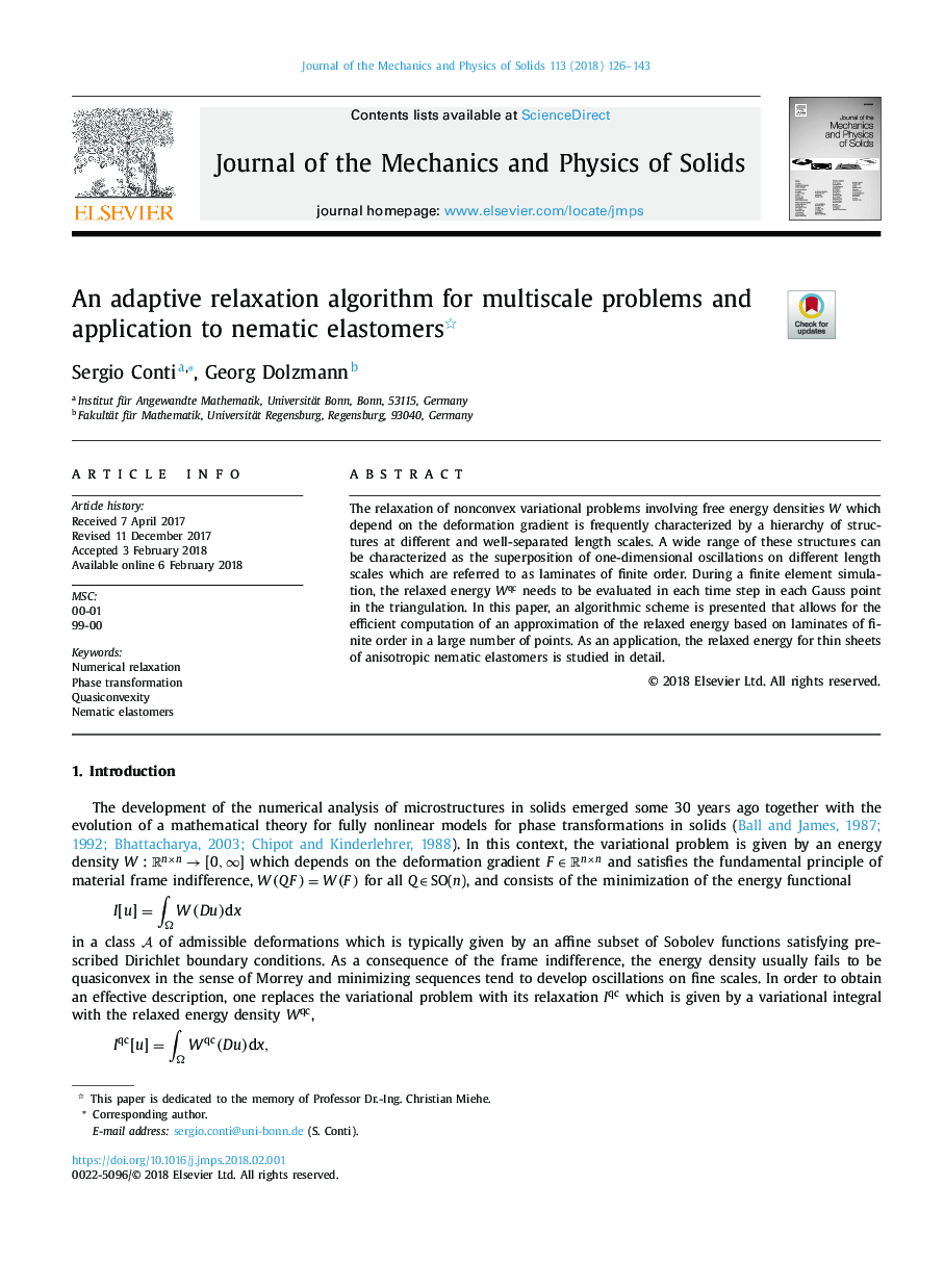 An adaptive relaxation algorithm for multiscale problems and application to nematic elastomers