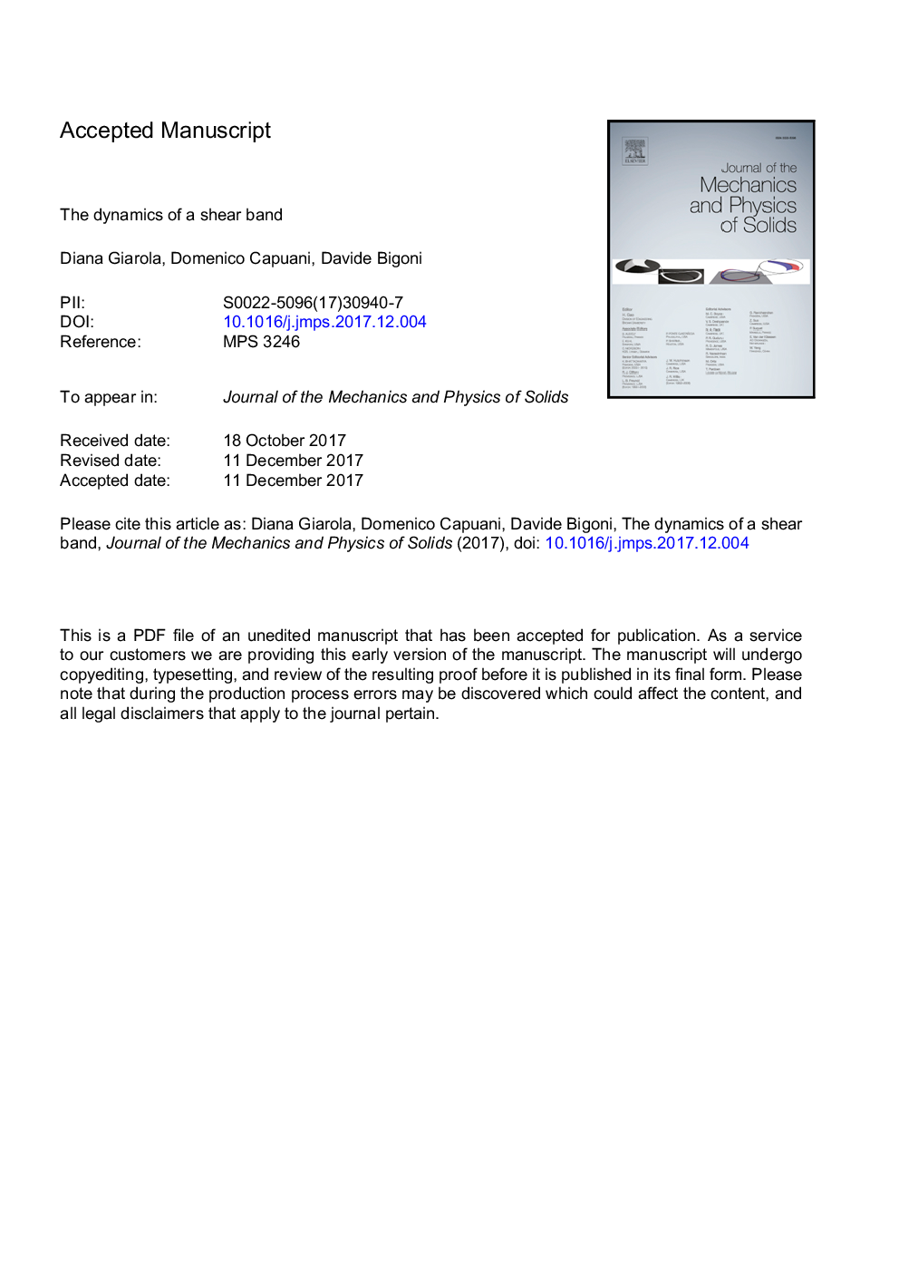 The dynamics of a shear band