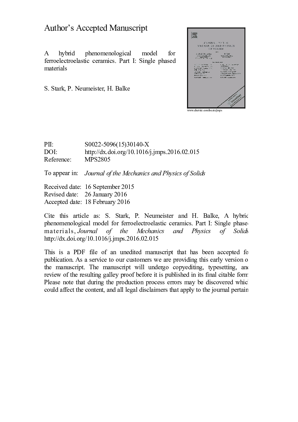 A hybrid phenomenological model for ferroelectroelastic ceramics. Part I: Single phased materials