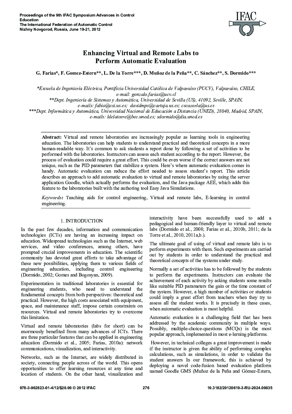 عکس صفحه اول مقاله: Enhancing Virtual and Remote Labs to Perform Automatic Evaluation Enhancing Virtual and Remote Labs to Perform Automatic Evaluation